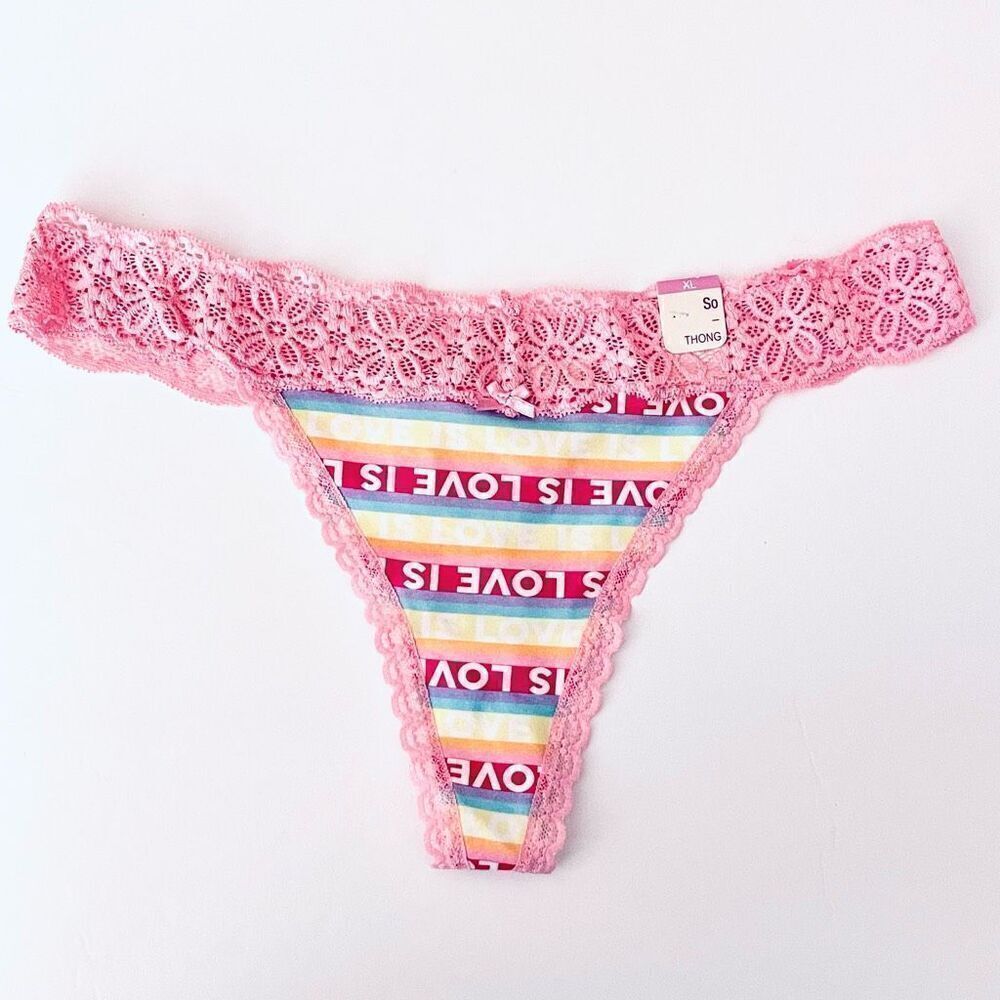 NWT Gorgeous! rare!  Juniors' SO Sz XL Love is Love Rainbow Pride Pink Lace Pant
